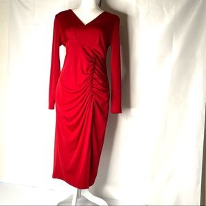 Elegant Red Ruched Dress